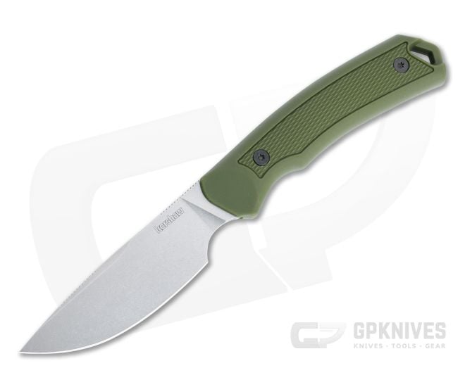 Kershaw Deschutes Skinner Stonewashed D2 Green Rubber Fixed Blade 1883 - KS-1883