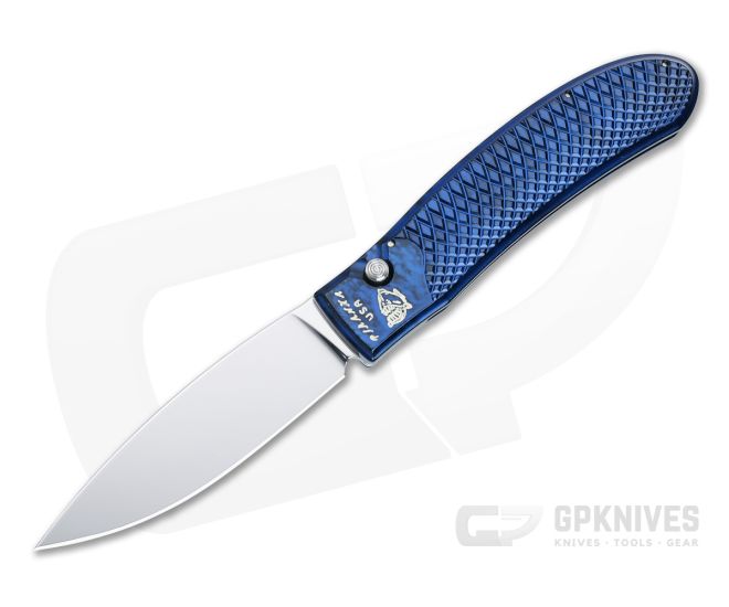 Piranha P18 Toxin Automatic Blue Aluminum Handle Mirror Polished 154CM Drop Point Blade 18B - PRN-18B