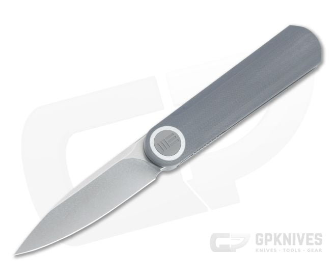 WE Knives Eidolon Drop Point Stonewashed 20CV Integral Gray G10 Front Flipper 19074A-A - WE-19074A-A