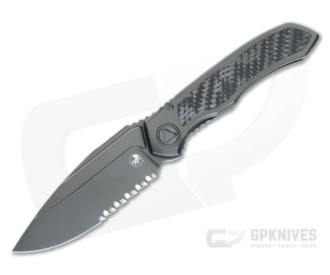 Microtech Anax Part Serrated Drop Point - MT-190C-2-DLCTCFITI