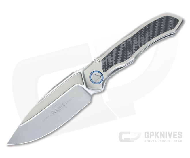 Microtech Anax Folder Integral Bead Blast Titanium Handle With Carbon Fiber Inlay Blasted M390 Drop Point 190C-7-CFITI - MT-190C-7-CFITI