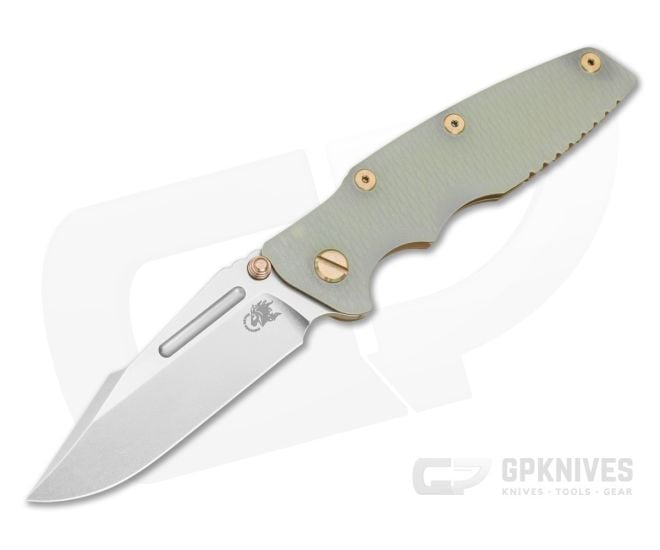 Hinderer Eklipse 3.5" Skinny Harpoon Spearpoint Non-Flipper Translucent G10 Battle Rose Gold Titanium and Stonewash Magnacut Folding Knife (3.50") - HK-1933