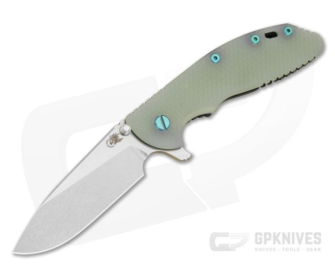 Hinderer XM-24 4" Slicer Flipper Translucent G10 Battle Black Titanium and Stonewash S45VN Folding Knife (4.00") - HK-1939