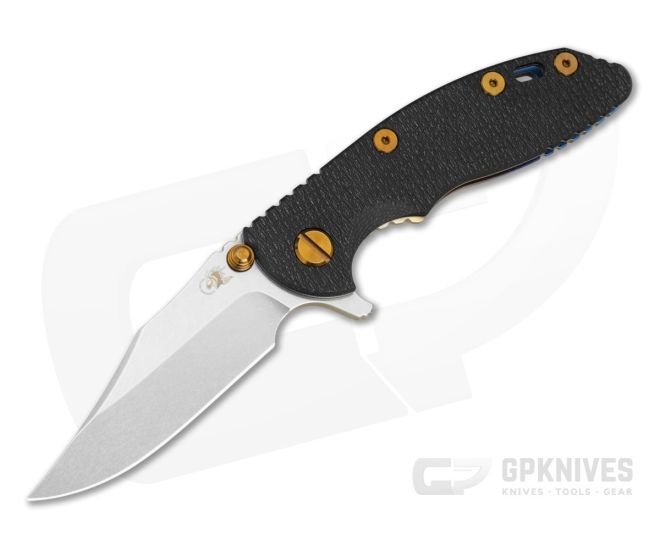 Hinderer XM-18 3" Bowie Flipper Black G10 Rainbow Titanium and Stonewash 20CV Folding Knife (3.00") - HK-1947
