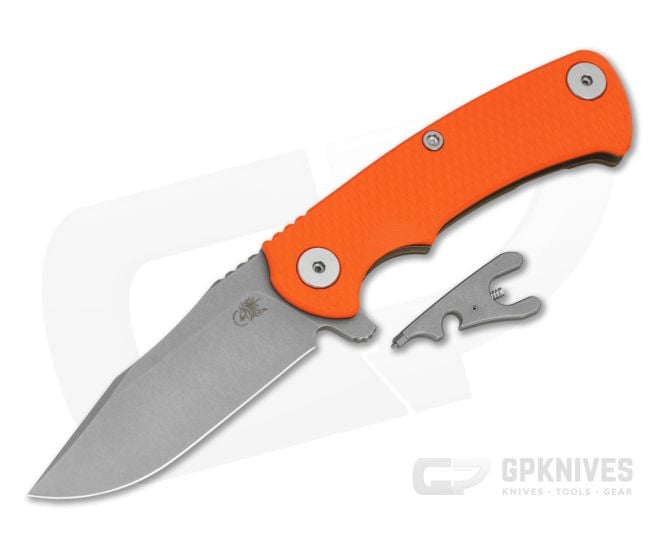 Hinderer Project X Clip Point Orange G10 Battle Bronze Titanium and Working Finish S45VN Folding Knife (3.66") - HK-1949