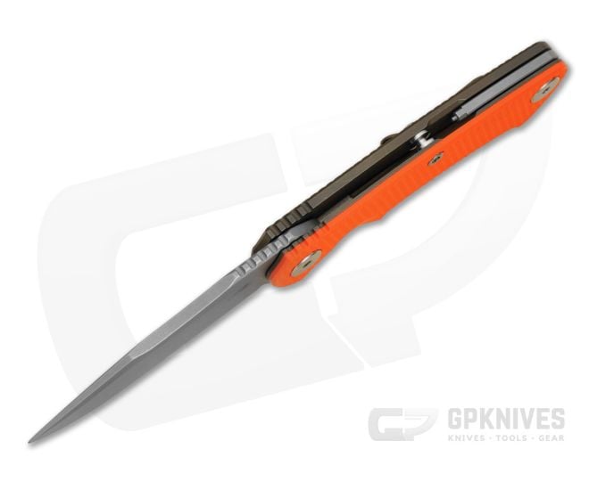 Hinderer Project X Clip Point Orange G10 Battle Bronze Titanium
