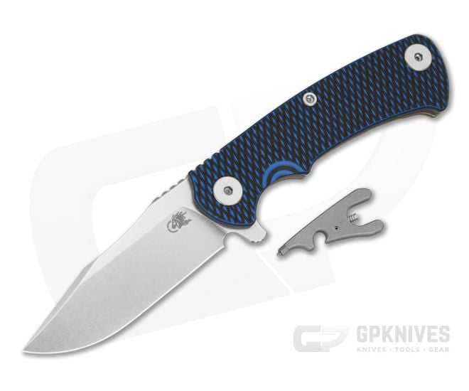 Hinderer Project X Clip Point Blue/Black G10 Working Finish Titanium and Stonewash S45VN Folding Knife (3.66") - HK-1951