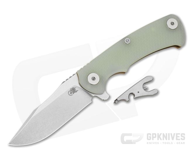 Hinderer Project X Clip Point Translucent G10 Bronze Anodized Titanium and Stonewash S45VN Folding Knife (3.66") - HK-1956