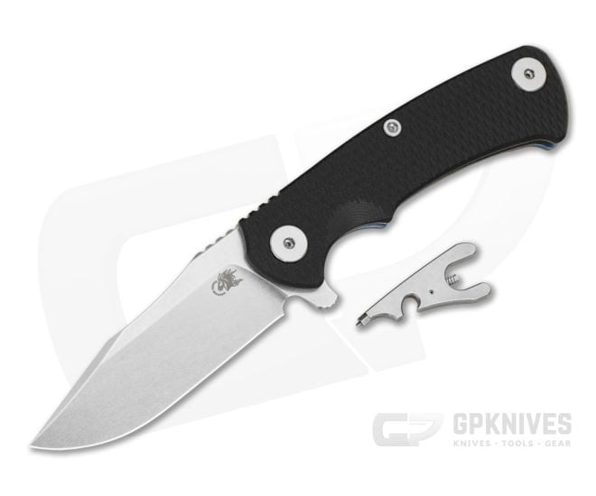Hinderer Project X Clip Point Black G10 Blue Anodized Titanium and Stonewash S45VN Folding Knife (3.66") - HK-1958