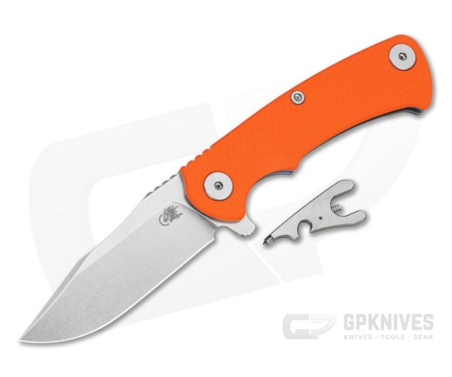 Hinderer Project X Clip Point Orange G10 Blue Anodized Titanium and Stonewash S45VN Folding Knife (3.66") - HK-1959