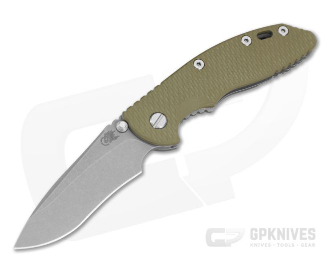 Hinderer XM-18 3.5" Recurve Non-Flipper OD Green G10 Working Finish Titanium and MagnaCut Working Finish Folding Knife (3.50" Blade) - HK-1969