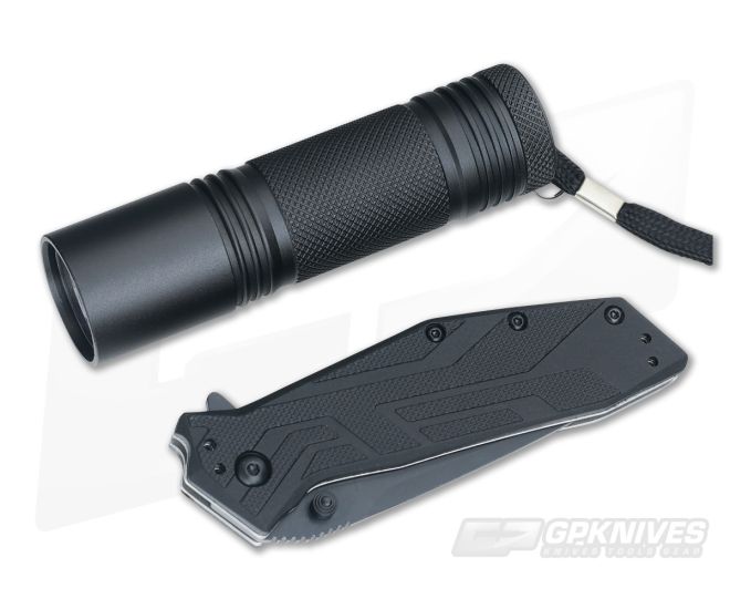 Kershaw Brawler Black Tanto Assisted Knife and Flashlight Pack - KS-1990KITX