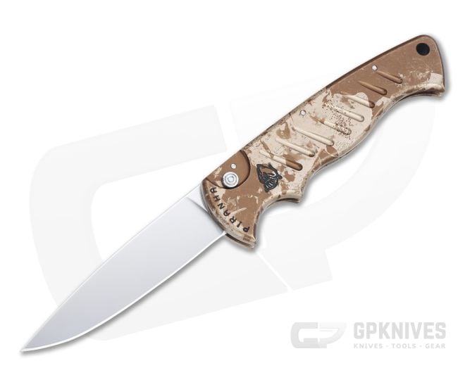 Piranha P1 Pocket Mirror 154CM Desert Camo Button Lock Automatic - PRN-1C