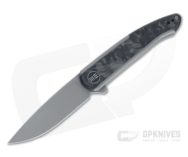 WE Knives Smooth Sentinel Gray Stonewashed 20CV Marbled Carbon Fiber Inlaid Flipper WE20043-1 - WE-WE20043-1