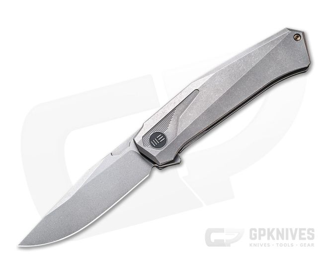 WE Knives 2006A Gava Clip Point Stonewashed 20CV Titanium Frame Lock Flipper - WE-2006A