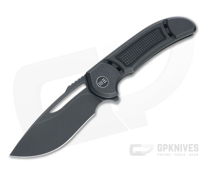 WE Knives 2007C Minax Recurve Black Stonewashed 20CV Titanium Frame Lock Flipper - WE-2007C