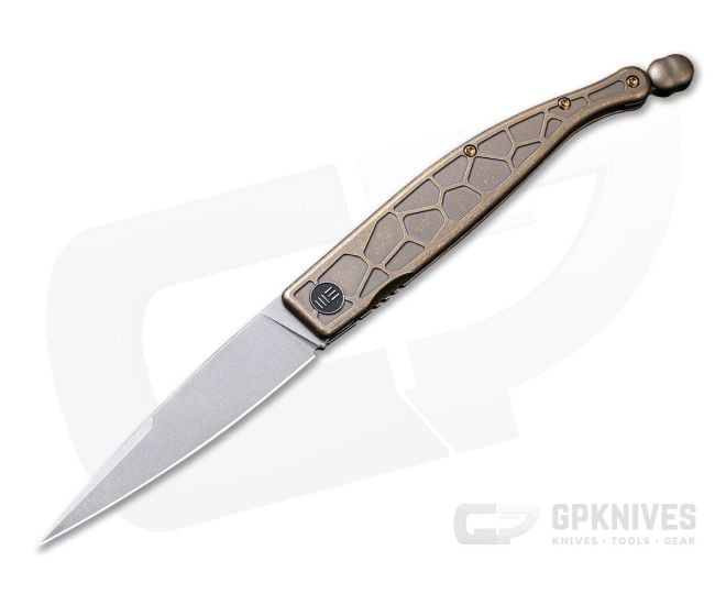 WE Knives 2008A Roman Stonewashed S35VN Bronze Titanium Frame Lock Front Flipper - WE-2008A