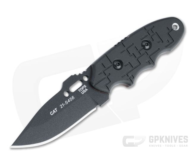 TOPS C.A.T. Black Hunters Point Cryptic Cyber Black G10 Fixed Blade 200H-01 - TP-200H-01