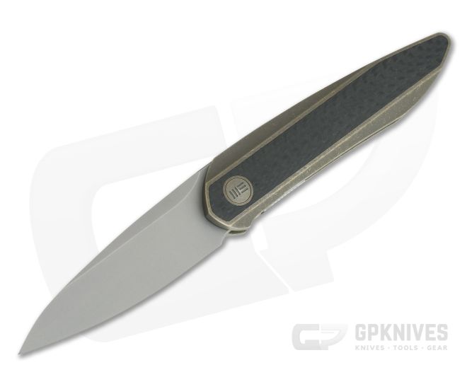 WE Knives 2010A Black Void Opus Stonewashed 20CV Carbon Fiber Bronze Titanium Front Flipper - WE-2010A