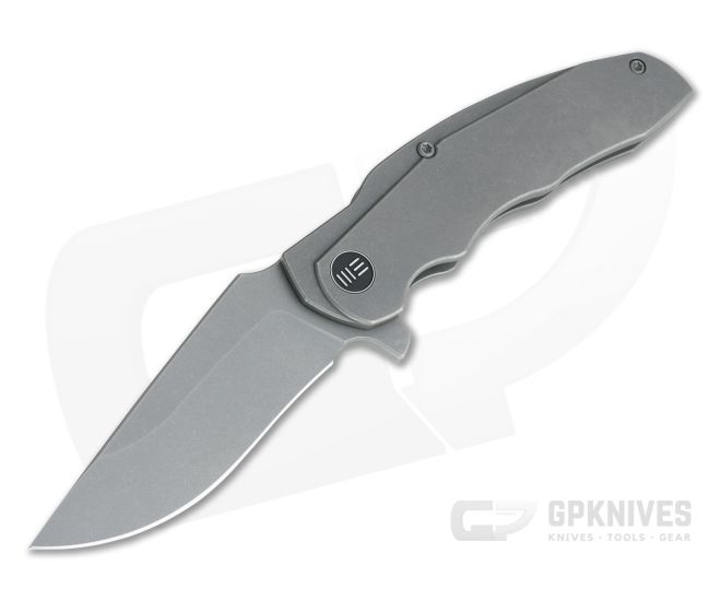WE Knives Skreech Gray Stonewashed 20CV Gray Titanium Frame Lock Flipper 2014B - WE-2014B