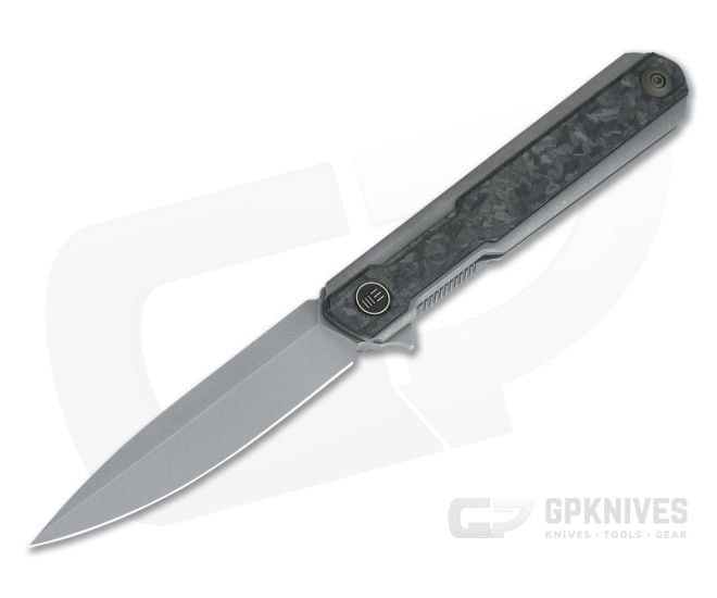 WE Knives Peer Ostap Hel Gray Stonewashed 20CV Shred Carbon Fiber Gray Titanium Flipper 2015C - WE-2015C