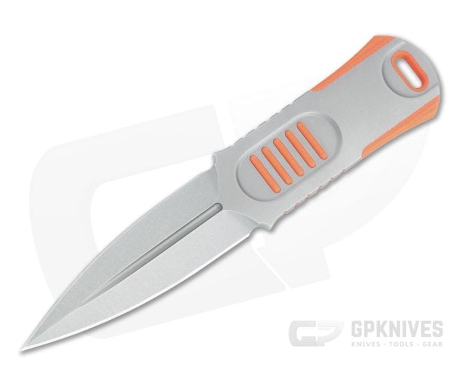 WE Knives OSS Dagger Lundquist Stonewashed 20CV Orange G10 Lapel Knife 2017B - WE-2017B