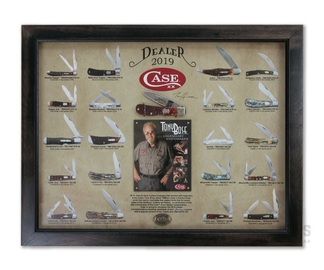 Case 2019 Dealer Knife Tony Bose Chestnut Bone Tribal with Display - CA-2019DEALER