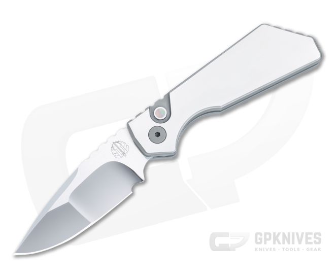 Protech PT Plus Custom Auto Satin/Blasted Steel Handles Mike Irie Compound Ground Drop Point PT-005 - PT-PT-005
