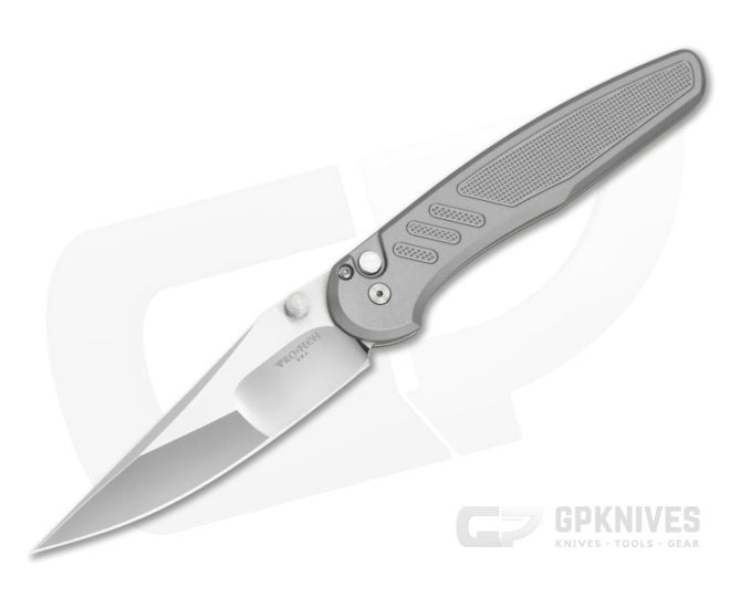 Protech Avalon Custom Knurled Grey Handle Mirror Blade - PT-2026AVALON-CUSTOM004