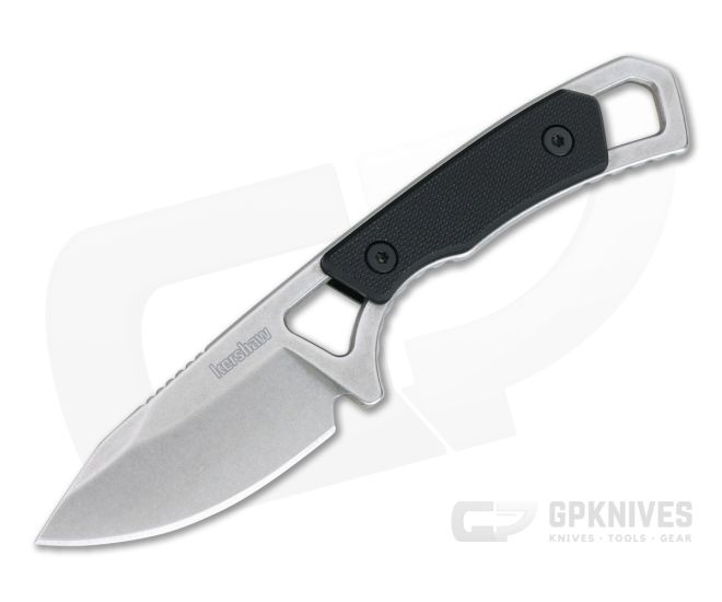 Kershaw Brace Stonewashed Clip Point Fixed Blade Neck Knife 2085 - KS-2085