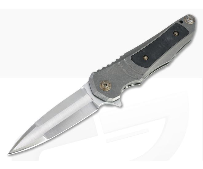 Mikkel Willumsen Urban Dagger Flipper Satin CPM-154 G10 Inlaid Acid Wash Titanium Folder 2090 - CU-2090