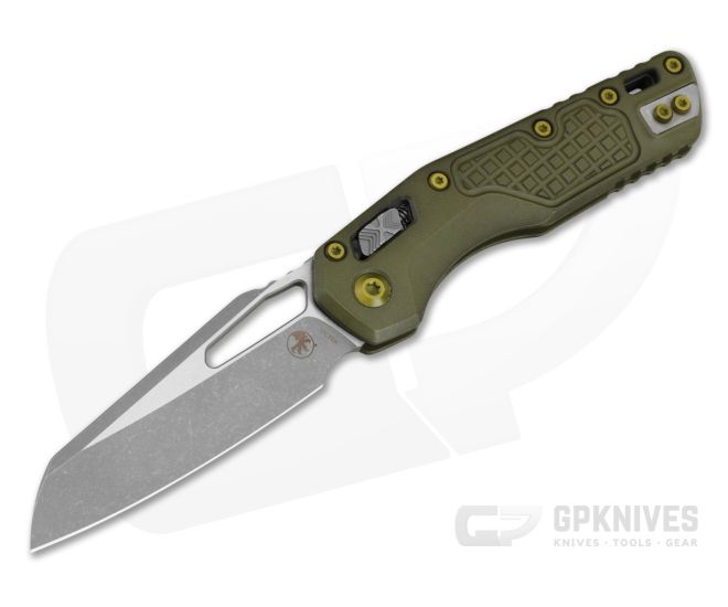 Microtech MSI Frag Distressed Grenade Green Cerakote Aluminum M390MK Apocalyptic Manual Folding Knife (3.88" Blade) 210-10FRDGG-U25 - MT-210-10FRDGG-U25
