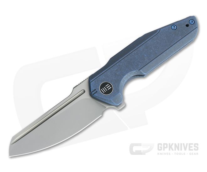 WE Knives Starhawk Flipper Blasted 20CV Stonewashed Blue Titanium Folder WE21017-4 - WE-WE21017-4
