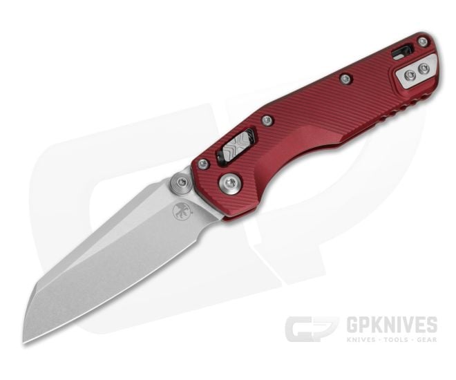 Microtech MSI Mini RAM-LOK Merlot Red Fluted Aluminum M390MK Stonewash Folding Knife (3.19" Blade) 210M-10FLMR - MT-210M-10FLMR