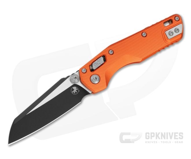 Microtech MSI Mini RAM-LOK Orange Fluted Aluminum M390MK Black Folding Knife (3.19" Blade) 210M-1FLOR - MT-210M-1FLOR
