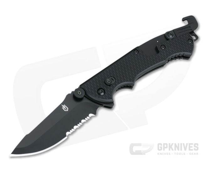 Gerber Hinderer CLS Combat Life Saver Knife Black GFN Serrated 22-01870 - GB-22-01870