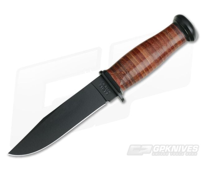 Kabar Mark I 1095 Cro-Van Stacked Leather USN Knife 2225 - KA-2225