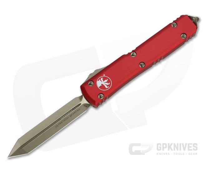 Microtech Ultratech Spartan Bronzed M390 Double Edge Red OTF Automatic Knife 223-13RD - MT-223-13RD