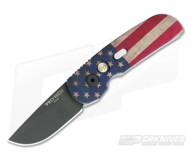Protech Calmigo Limited Edition Vintage Flag CA Legal Automatic Black 154CM 2241 - PT-2241