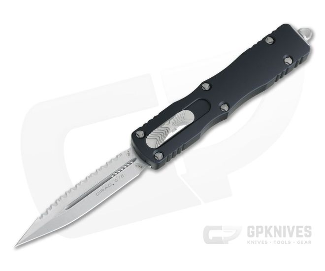Microtech Dirac D/E Stonewashed Full Serrated CTS-XHP Top Slide OTF Automatic Knife 225-12 - MT-225-12-XHP