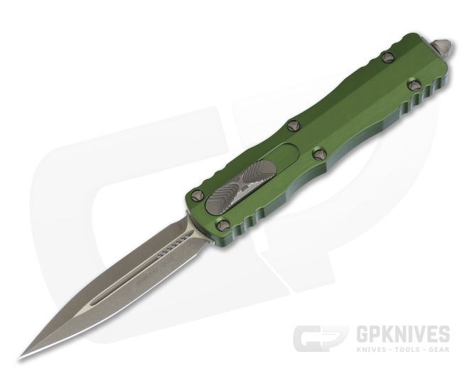 Microtech Dirac D/E OD Green Handle Bronzed Apocalyptic M390 Standard Automatic 225-13APOD - MT-225-13APOD
