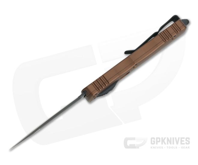 Microtech Dirac Tan Double Edge Black 204P Top Slide OTF Automatic Knife 225-1TA - MT-225-1TA-204P