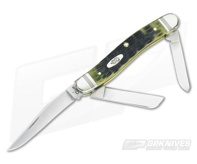 Case Medium Stockman Crandall Olive Green Jigged Bone 22546 - CA-22546