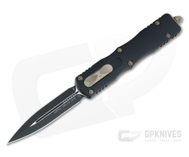 Microtech Dirac Delta Black Plain Double Edge 204P Top Slide OTF Automatic Knife 227-1PR - MT-227-1PR-204P