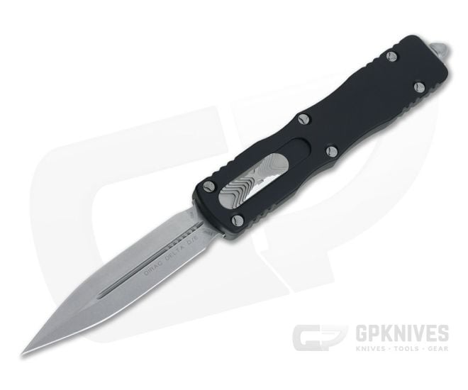 Microtech Dirac Delta Stonewashed Plain Double Edge 204P Top Slide OTF Automatic Knife 227-10 - MT-227-10-204P
