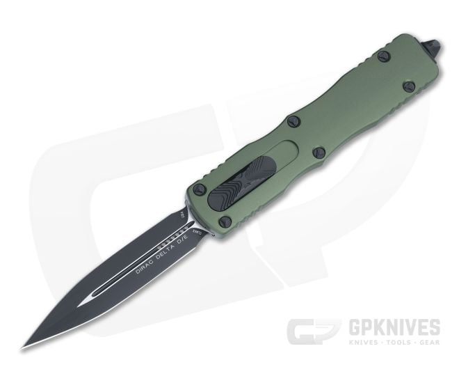 Microtech Dirac Delta Double Edge Black Elmax OD Green Top Slide OTF Automatic Knife 227-1OD - MT-227-1OD-ELMAX