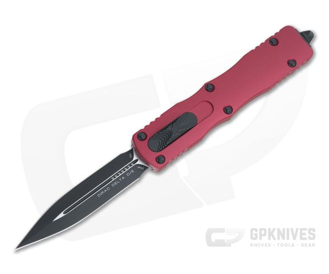 Microtech Dirac Delta Red Double Edge Black 204P Top Slide OTF Automatic Knife 227-1RD - MT-227-1RD-204P
