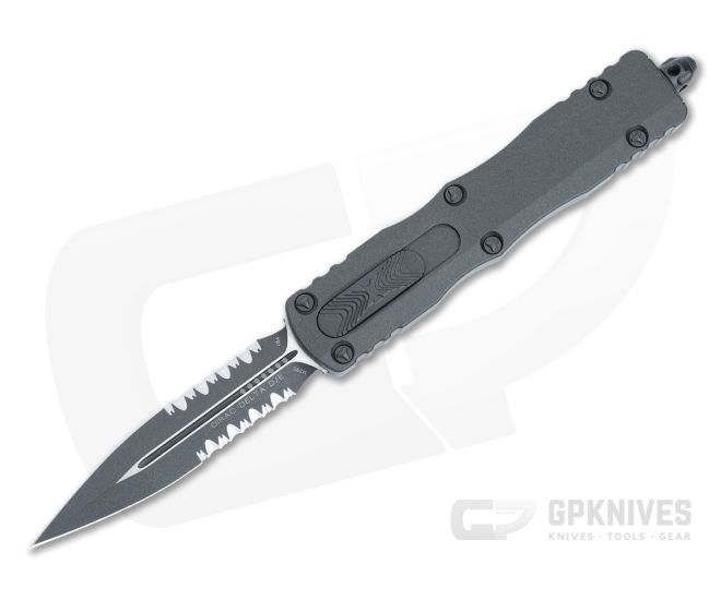 Microtech Dirac Delta D/E Dark Tungsten Automatic Part Serrated M390 227-2CDT - MT-227-2CDT