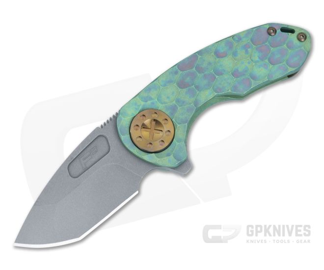 Curtiss Knives F3 Compact Green/Root Beer PM-Milled Titanium Blasted MagnaCut Spanto Flipper CK-22 - CK-22
