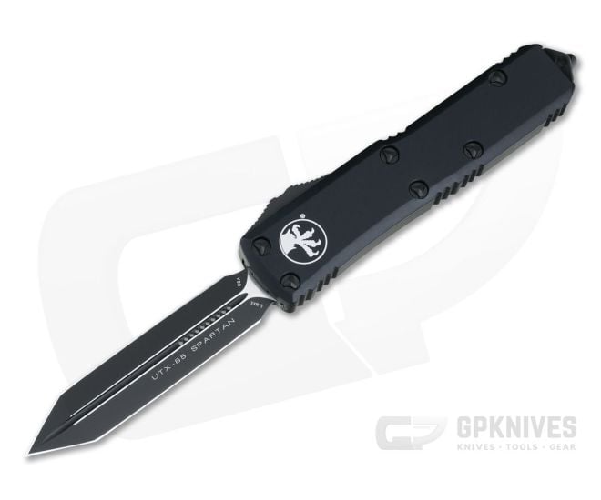 Microtech UTX-85 Spartan Tactical Black Double Edge ELMAX OTF Automatic Knife 230-1T - MT-230-1T-ELMAX